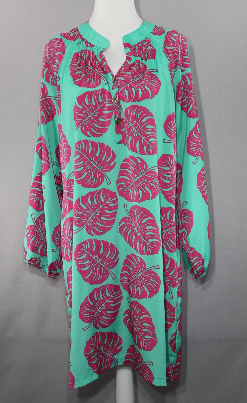 Tracy Negoshian Long Sleeve Shift Dress Womens Extra Large Button V Neck